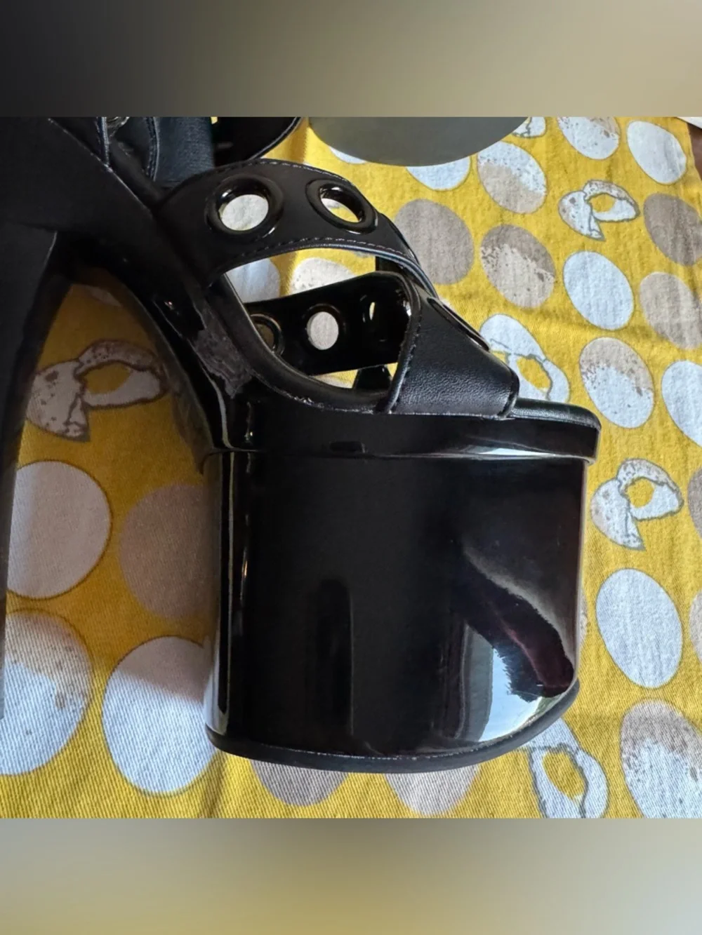 Dolls Kill Current Mood black grommet platform heels size 6 - Picture 12 of 16
